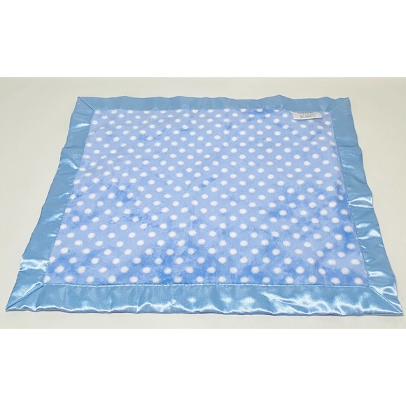 Swankie Blankie Light Blue Polka Dot Security Blanket Baby Lovey Satin 16"x 14" - Picture 1 of 5